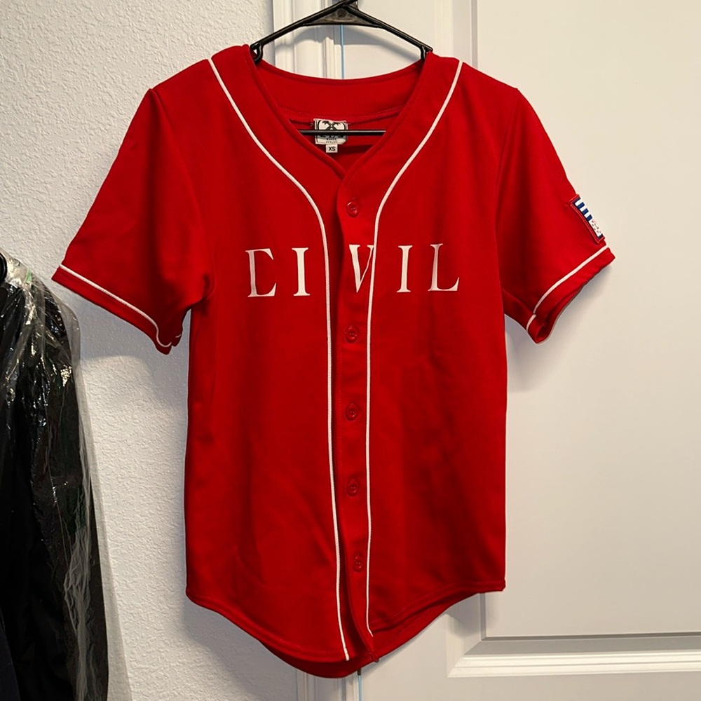 Supreme Red Baseball Jersey with White Piping